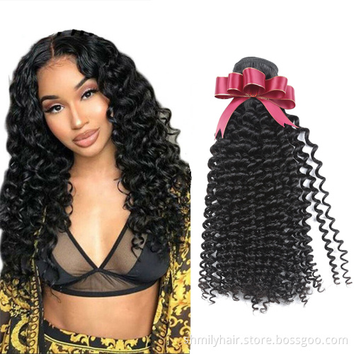 10A Virgin Hair Bundles Can Be Dyed And Bleached Human Hair Bundles With Lace Frontals Deep Wave Hair Bundles With Lace Frontals